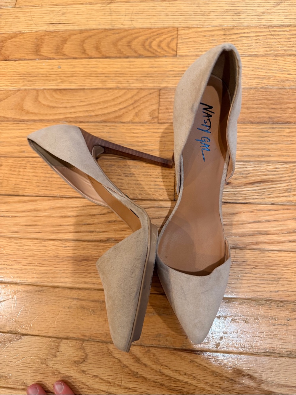 Nasty Gal Blush Suede Pointed D'Orsay Pumps